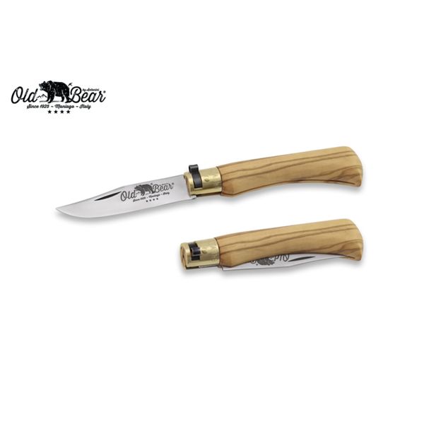 FOLD. KNIFE OLD BEAR CLASSIC, OLIVE hdl, S/S bld, CM 21 (L), 12+1 DISPLAY-BOX