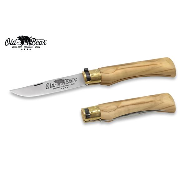 FOLD. KNIFE OLD BEAR CLASSIC, OLIVE hdl, S/S bld, CM 15-17-19-21-23 (ALL), 12+1 DISPLAY-BOX