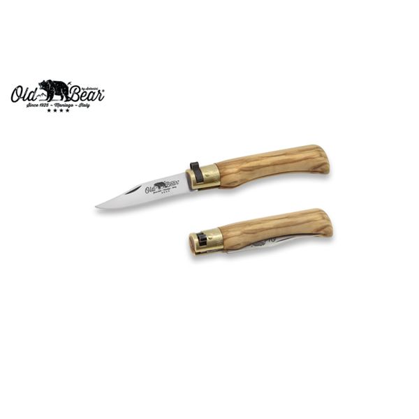 FOLD. KNIFE OLD BEAR CLASSIC, OLIVE hdl, S/S bld, CM 17 (S), 12+1 DISPLAY-BOX