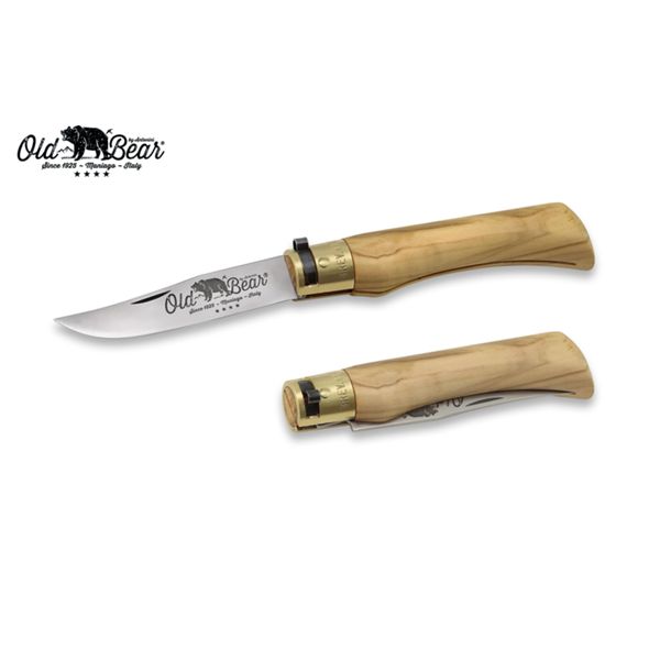 FOLD. KNIFE OLD BEAR CLASSIC, OLIVE hdl, S/S bld, CM 23 (XL), 12+1 DISPLAY-BOX