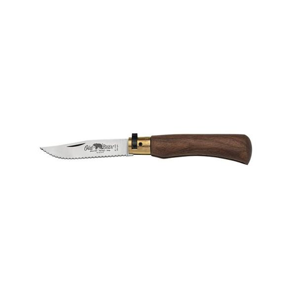 FOLD. KNIFE OLD BEAR CLASSIC, WALNUT hdl, S/S WAVE SERRATED bld, CM 17 (S), RETAIL pkg