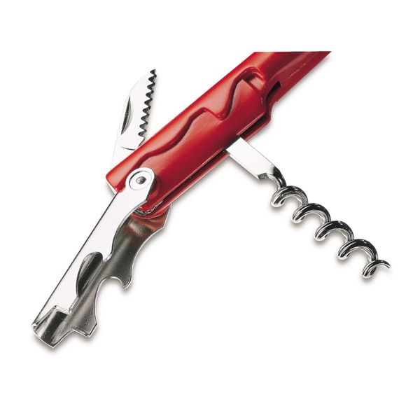 FARFALLI CORKSCREW LEVO SOMMELIER, RED PLASTIC ROUNDED hdl BULK pkg