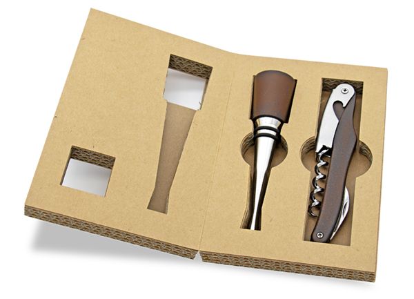 FARFALLI WINE SET TERRAE - BARK DOLPHIN CORKSCREW + STOPPER, pkg GIFT BOX