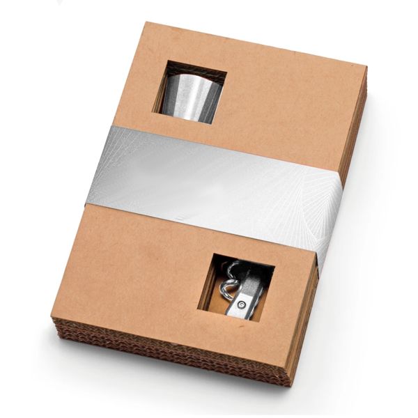 FARFALLI BROWN CARTON BOX, BOOK SYTLE, EMPTY, SLOTS FOR 1 STOPPER AND 1 CORKSCREW