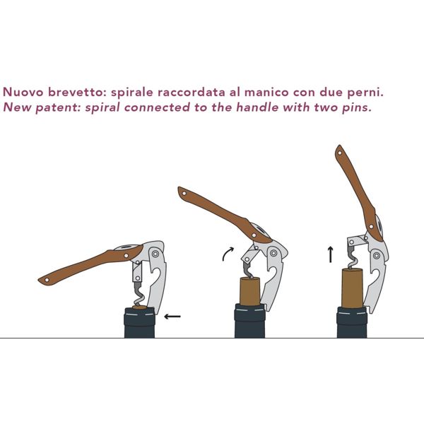 FARFALLI CORKSCREW LINE, BRIGHT ALUMINUM hdl DOUBLE PIVOT SPIRAL, pkg BLACK CARTON BOX (FF 520)