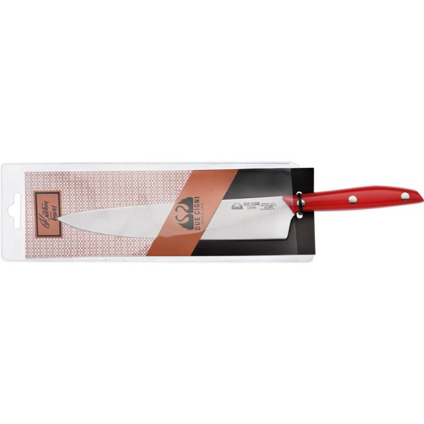 DUE CIGNI 1896 LINE SLIM CHEF KNIFE CM 20 - STAINLESS STEEL 4116 RED POM hdl