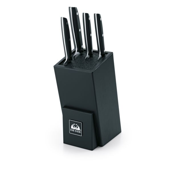 DUE CIGNI UNIVERSAL EMPTY KNIFE BLOCK BLACK BAMBOO WOOD WITH INSERTS