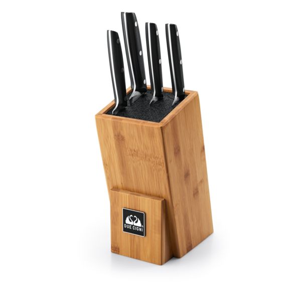 DUE CIGNI UNIVERSAL EMPTY KNIFE BLOCK BAMBOO WOOD WITH INSERTS