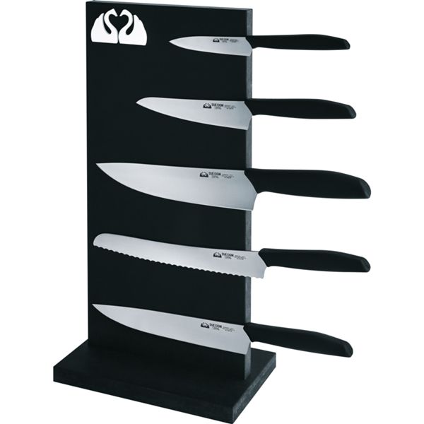 DUE CIGNI WOODEN DISPLAY FOR 5 KNIVES - MDF BLACK - SINGLE TABLE - 22,5 X 14 X H.43 CM