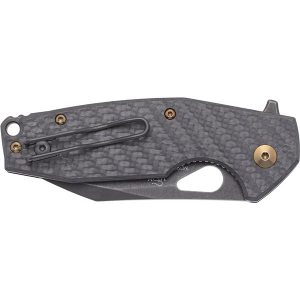 FOX/VOX YARU FOLD. KNIFE, M398 BLACK PVD STONEWASHED bld, CARBON FIBER hdl