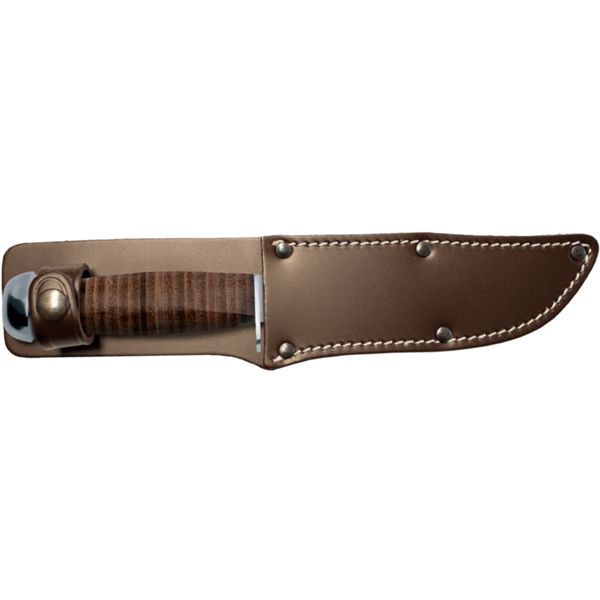 CAMPING FIXED KNIFE, BLADE 420C, LEATHER hdl