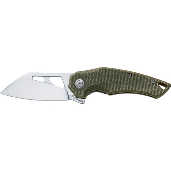 FOX EDGE ATRAX FOLDING KNIFE, SATIN 8Cr13 BLADE, OD GREEN MICARTA HANDLE,