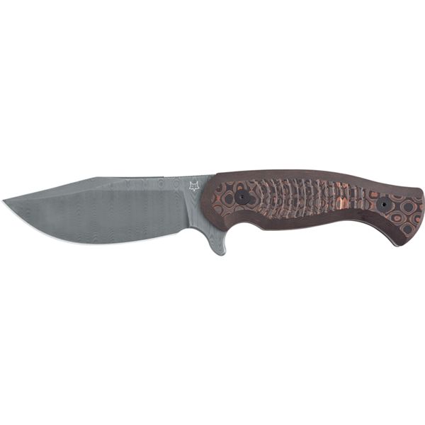 FOX VAN POPPEL EAST WOOD TIGER FIXED BLADE  DAMASTSTAHL SUPERCLEAN STEEL BLADE,FAT CARBON HANDLE