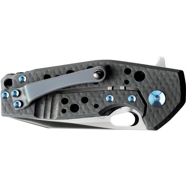 FOX/VOX SURU FOLD. KNIFE CARBON FIBER hdl, M390 SAT. bld, TIT. BLUE CLIP/SCREW