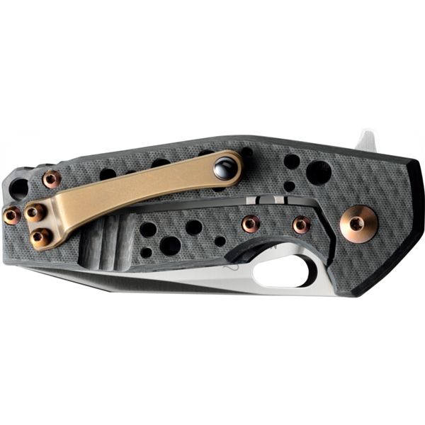 FOX/VOX SURU FOLD. KNIFE CARBON FIBER hdl, M390 SAT. bld, TIT. BRONZE CLIP/SCREW