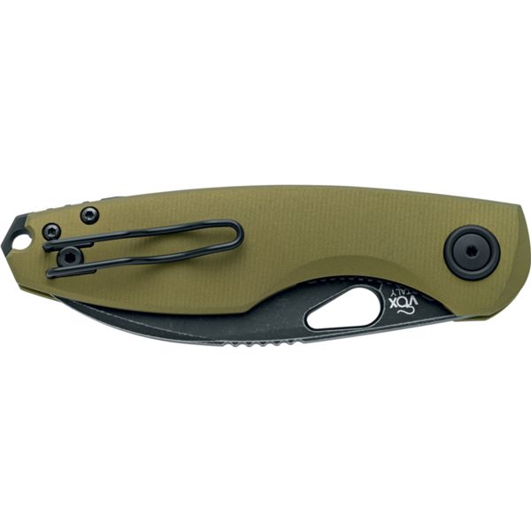 CHILIN FOLD. KNIFE, N690 BLACK STONE WASHED bld, GREEN ANODIZED ALUMINUM hdl