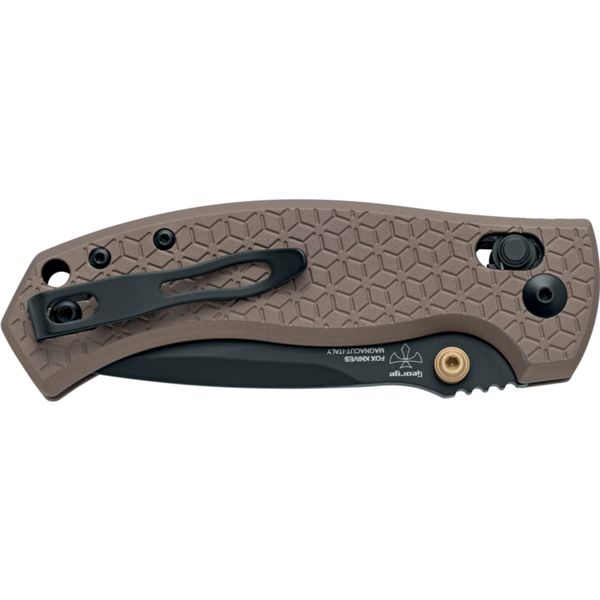 FOX KNIVES-LES GEORGE DESIGN ANZU FOLDING KNIFE MAGNACUT PVD BLACK BLADE VERSO LOCK, ALLUMINIUM BRONZE HANDLE