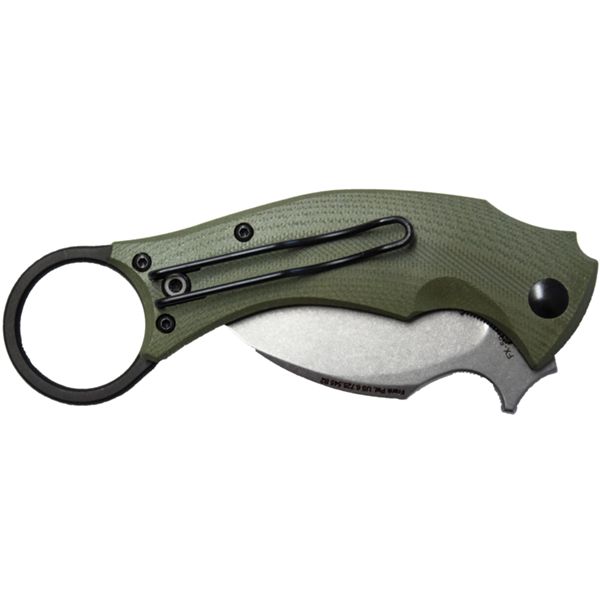 FOX/BASTINELLI BLACKBIRD KARAMBIT STONEWASHED bld G10 GREEN hdl