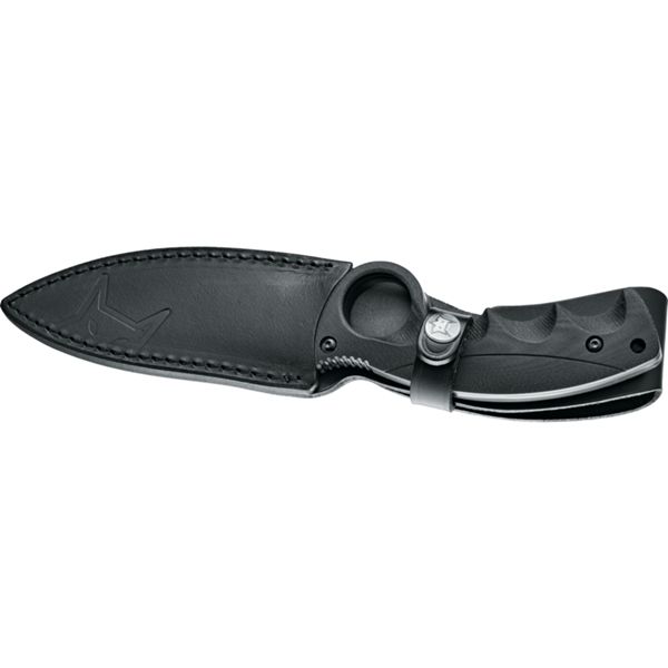 FOX/RUSS KOMMER ALASKAN HUNTER FIXED KNIFE BLACK G10 hdl, BLACK IDROGLIDER BECUT STEEL bld