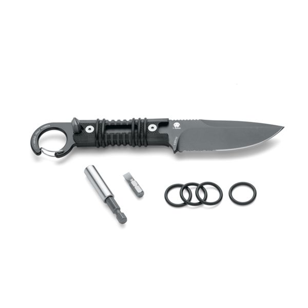 FOX RUMICI FKMD SURVIVAL FEROX FIXED KNIFE, IDROGLIDER SERRATED N690 bld, BLACK G10 hdl