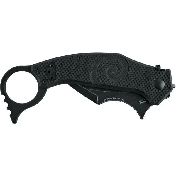 FOX MOA FOLDING KNIFE N690 BLACK STONE WASHED bldBLACK G10 hdl w/ RING