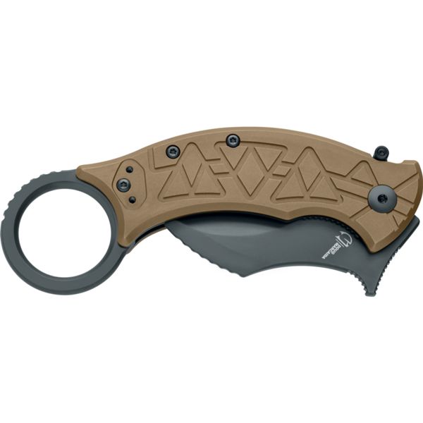 FOX/MARCAIDA FX 802 TIPVD KARAMBIT FOLDING KNIFE, M390 BLACK PVD bld.,  ANODIZED TITANIUM BRONZE hdl.