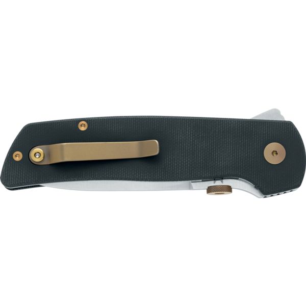 FOX/TERZUOLA ATCF ORIGINAL GANGSTER FOLDING KNIFE, Magnacut Satin bld., Black Micarta Canvas hdl.