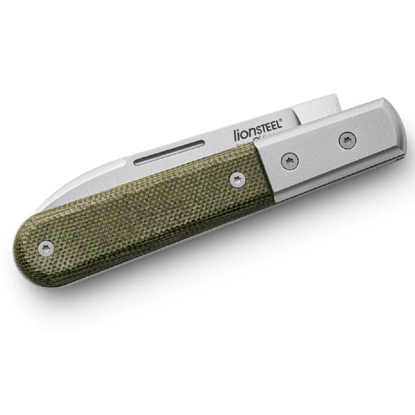 BARLOW - Spear M390 blade, green Canvas Handle, Ti Bolster & liners