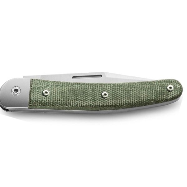 JACK - M390 Clip bld, Green Canvas hdl, Titanium Bolster & liners