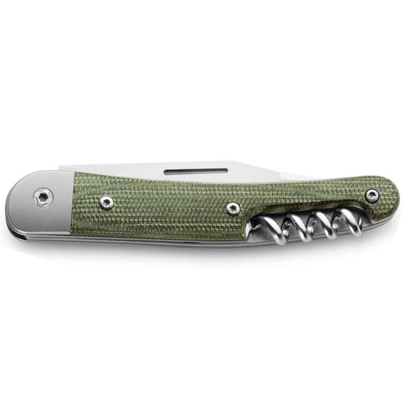 JACK - M390 bld, screwdriver bld, corkscrew, GreenCanvas hdl, Ti Bolster & liners