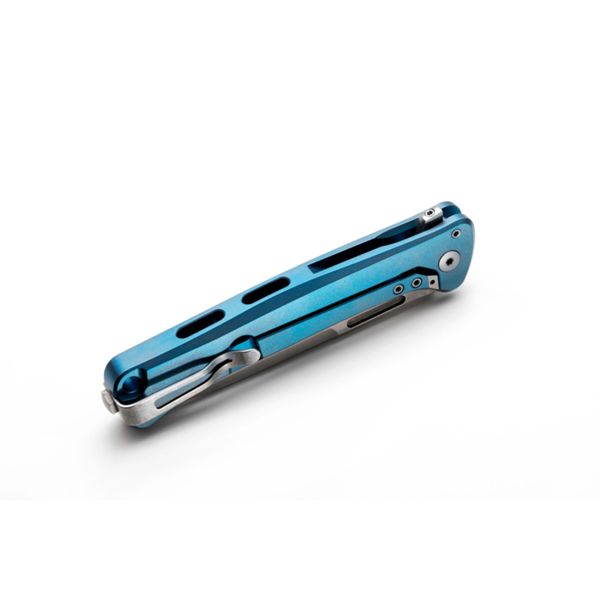 SKINNY - Solid BLUE Titanium knife, MagnaCut blade, Blue Dark Matter Carbon Fiber inlay