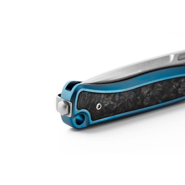 SKINNY - Solid BLUE Titanium knife, MagnaCut blade, Blue Dark Matter Carbon Fiber inlay