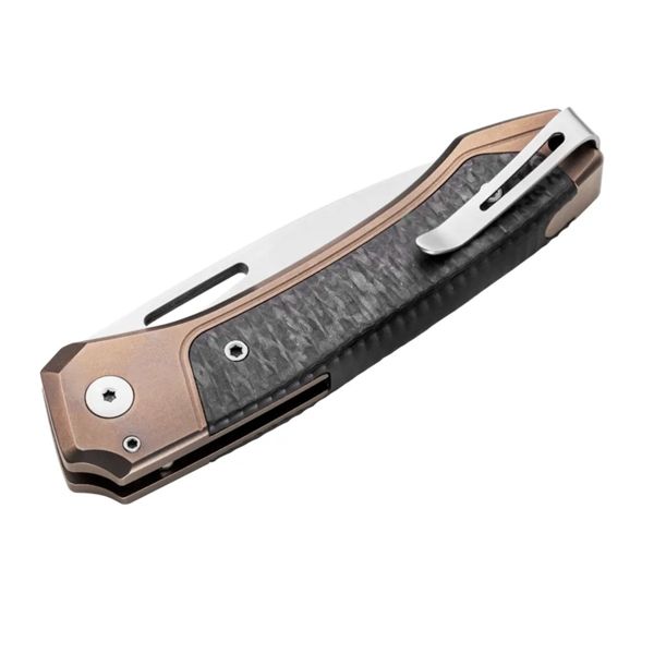 TWAIN - Folding knife Magnacut bld, Bronze Titanium and Carbon Fiber hdl