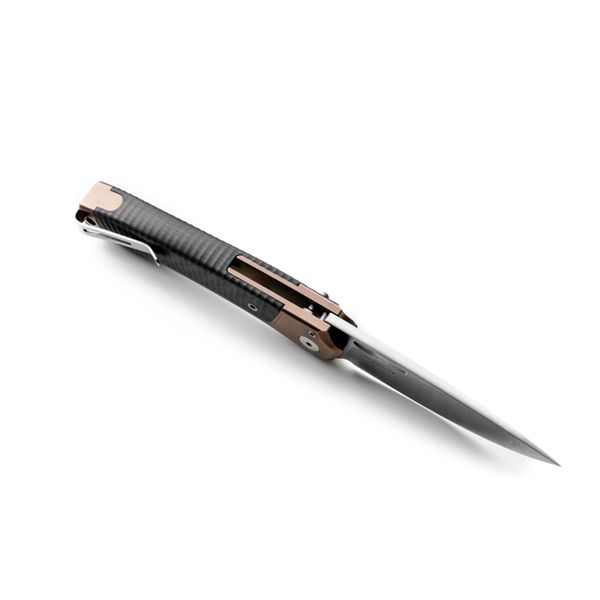 TWAIN - Folding knife Magnacut bld, Bronze Titanium and Carbon Fiber hdl