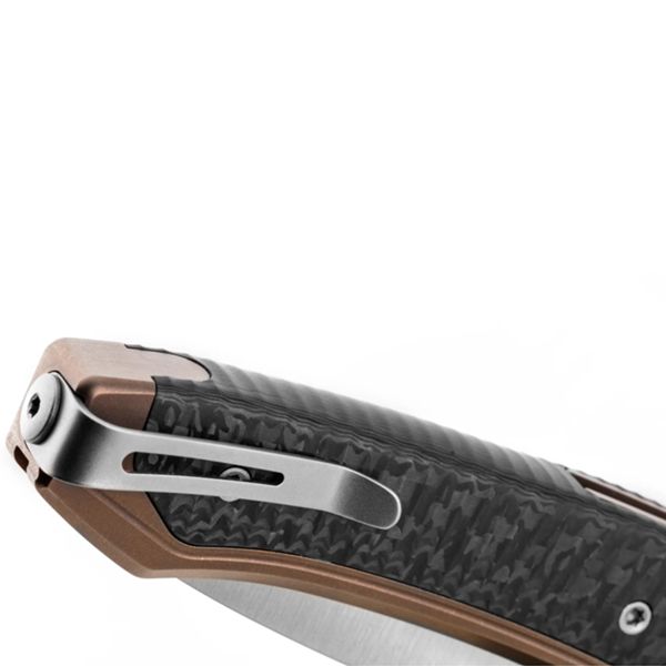 TWAIN - Folding knife Magnacut bld, Bronze Titanium and Carbon Fiber hdl