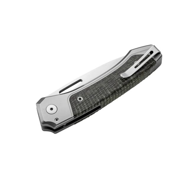 TWAIN - Folding knife Magnacut bld, Titanium and Green Canvas hdl