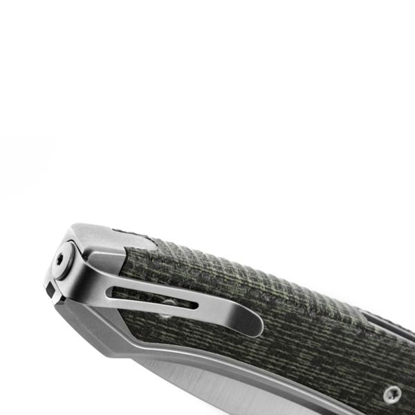 TWAIN - Folding knife Magnacut bld, Titanium and Green Canvas hdl