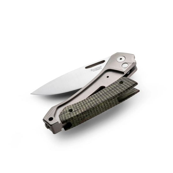 TWAIN - Folding knife Magnacut bld, Titanium and Green Canvas hdl