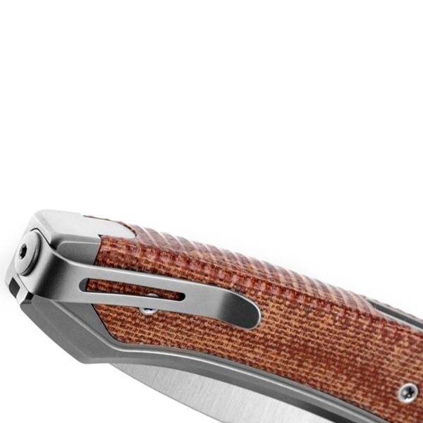 TWAIN - Folding knife Magnacut bld, Titanium and Natural Canvas hdl