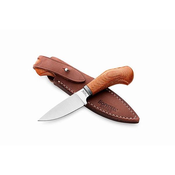 WILLY - Fixed knife m390 blade NATURAL Canvas handle, Ti guard, leather sheath