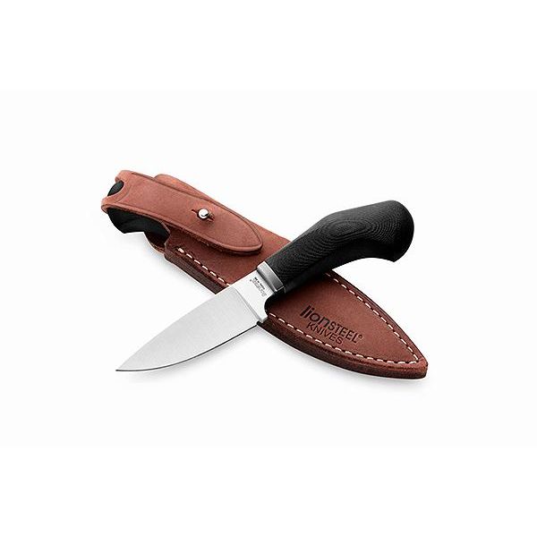 WILLY - Fixed knife m390 blade BLACK G10 handle, Ti guard, leather sheath