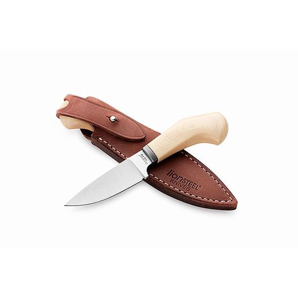 WILLY - Fixed knife m390 blade WHITE Micarta handle, Ti guard, leather sheath