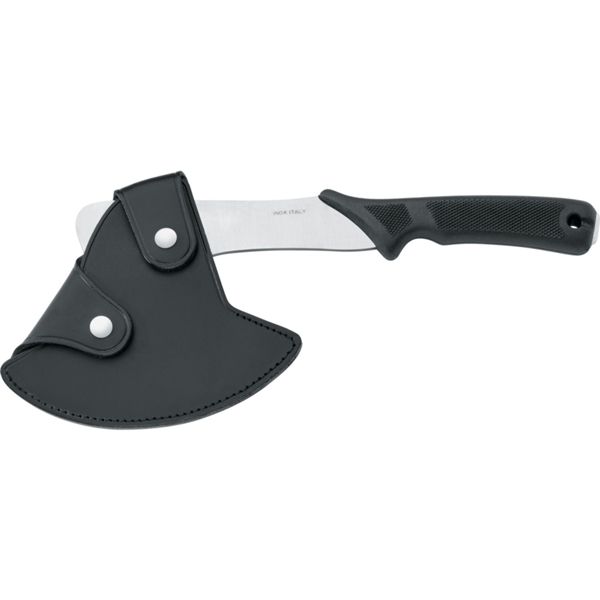 OUTDOOR AXE, S/S bld, PLASTIC hdl: BLK, +LEATHER SHEATH BLK