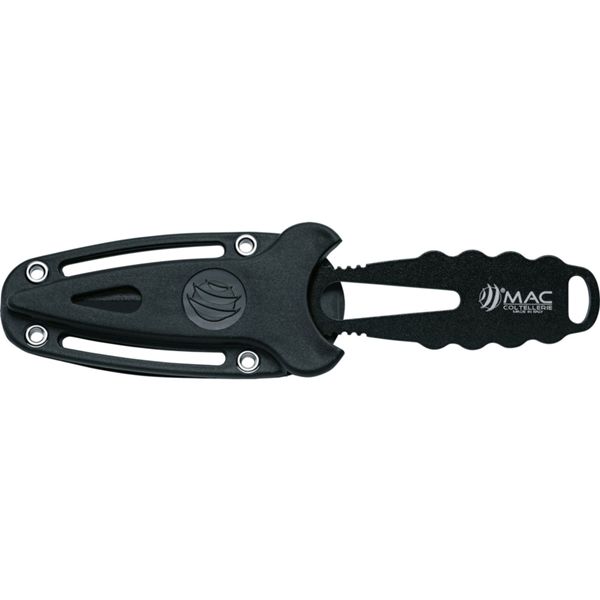 DIVING KNIFE APNEA, S/S bld 9 CM w/BLK PTFE COATING, S/S hdl, +SHEATH