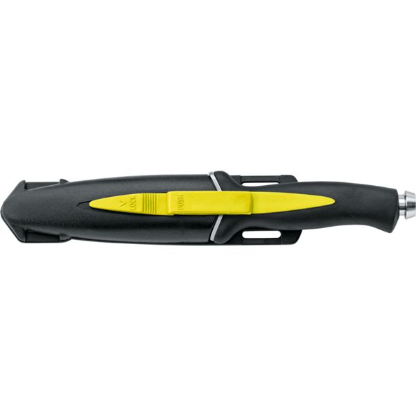 DIVING KNIFE AQUATYS, S/S bld 12 CM, PLASTIC hdl: BLK/YEL, +SHEATH