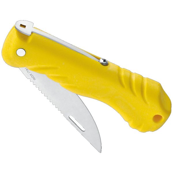 MARINE FOLD. KNIFE FLOATING, S/S bld, PLASTIC hdl: YEL