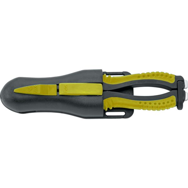 DIVING KNIFE PACIFIC JUNIOR w/SCISSORS, S/S bld 10 CM, PLASTIC hdl: BLK/YEL, +SHEATH