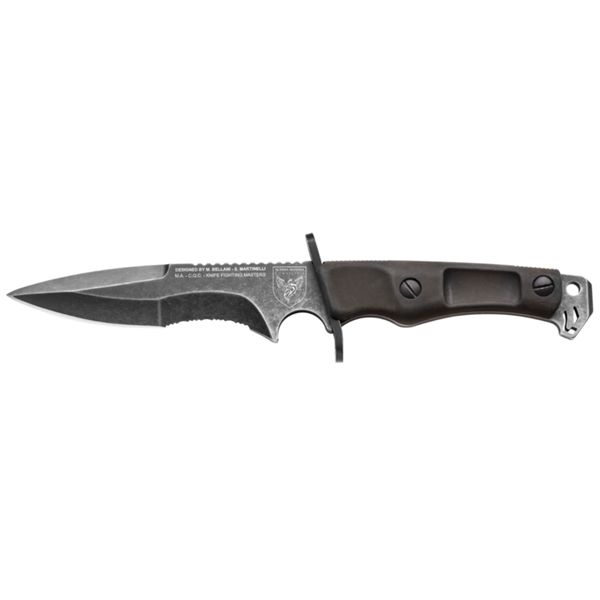 MILITARY KNIFE SANMARCO, S/S BLK PTFE SW bld, PLASTIC hdl: BLK, +SHEATH