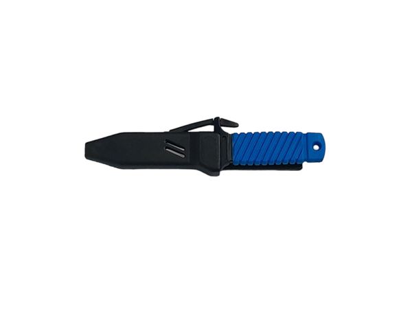 DIVING KNIFE SQUALO, S/S bld 13 CM, PLASTIC hdl: BLU, +SHEATH, +RUBBER RING SPARE PART