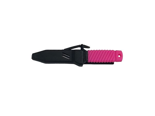 DIVING KNIFE SQUALO, S/S bld 13 CM, PLASTIC hdl: PNK, +SHEATH, +RUBBER RING SPARE PART